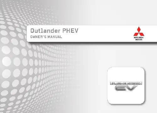 Mitsubishi Outlander PHEV 2017 MY. Owner&#39;s Manual