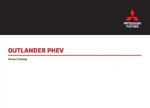 Mitsubishi Outlander PHEV 2020 MY. Owner&#39;s Manual