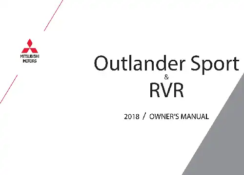 Mitsubishi Outlander Sport 2018 MY. Owner&#39;s Manual