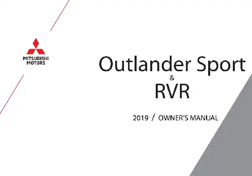 Mitsubishi Outlander Sport 2019 MY. Owner&#39;s Manual