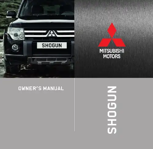 Mitsubishi Shogun 2008 MY. Owner&#39;s Manual