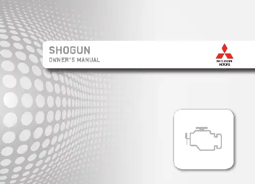 Mitsubishi Shogun 2016 MY. Owner&#39;s Manual