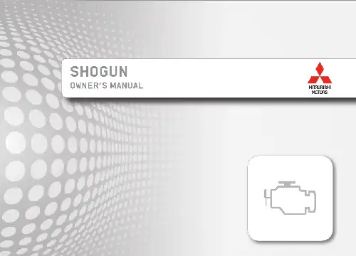 Mitsubishi Shogun 2017 MY. Owner&#39;s Manual