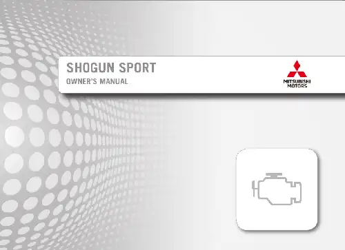 Mitsubishi Shogun Sport 2018 MY. Owner&#39;s Manual