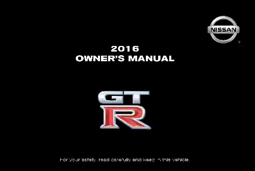 Nissan GT-R 2016 MY. Owner&#39;s Manual