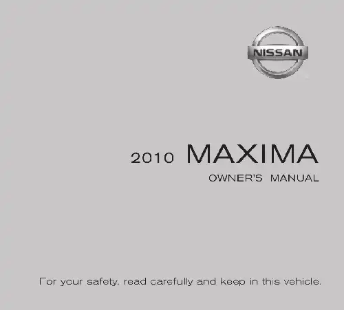Nissan Maxima 2010 MY. Owner&#39;s Manual