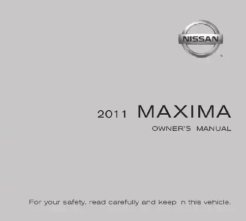 Nissan Maxima 2011 MY. Owner&#39;s Manual