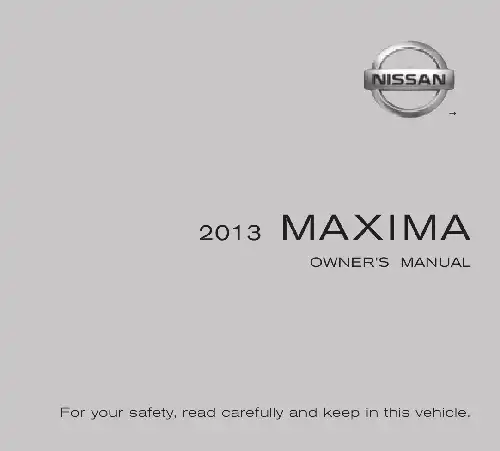 Nissan Maxima 2013 MY. Owner&#39;s Manual