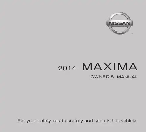 Nissan Maxima 2014 MY. Owner&#39;s Manual