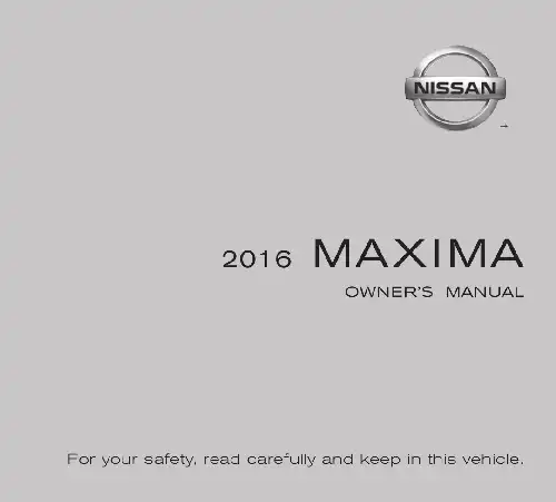 Nissan Maxima 2016 MY. Owner&#39;s Manual