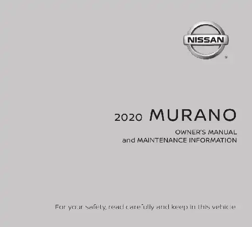Nissan Murano 2020 MY. Owner&#39;s Manual and Maintenance Information