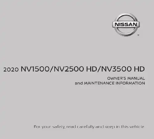 Nissan NV Cargo 2020 MY. Owner&#39;s Manual and Maintenance Information
