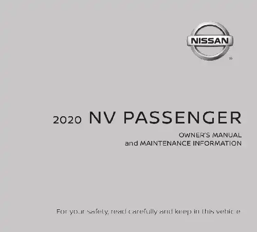 Nissan NV Passenger 2020 MY. Owner&#39;s Manual and Maintenance Information