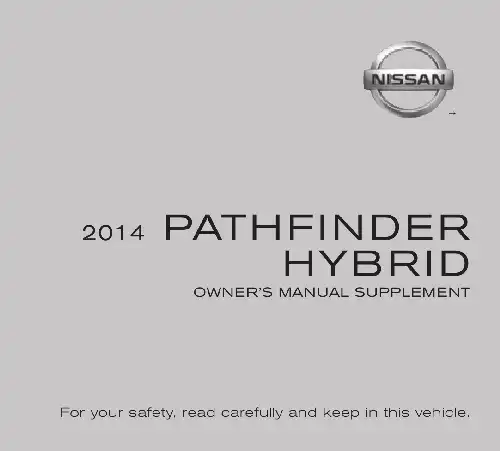 Nissan Pathfinder Hybrid 2014 MY. Owner&#39;s Manual