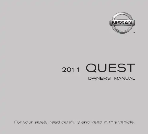Nissan Quest 2011 MY. Owner&#39;s Manual