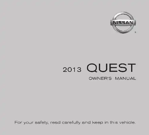 Nissan Quest 2013 MY. Owner&#39;s Manual