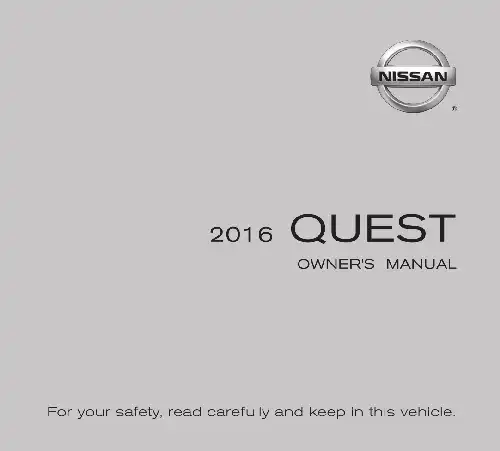Nissan Quest 2016 MY. Owner&#39;s Manual
