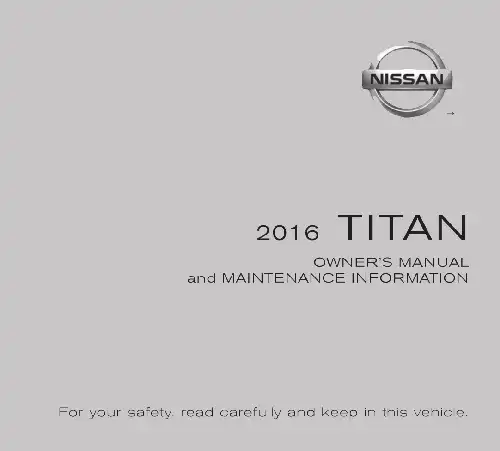 Nissan Titan 2016 MY. Owner&#39;s Manual