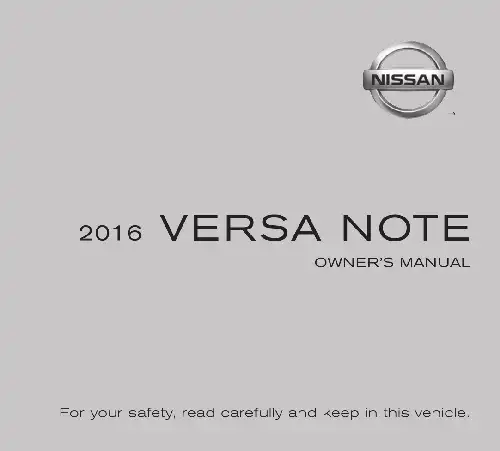 Nissan Versa Note 2016 MY. Owner&#39;s Manual