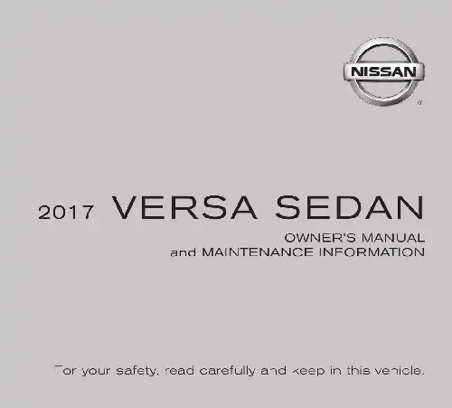 Nissan Versa Sedan 2017 MY. Owner&#39;s Manual