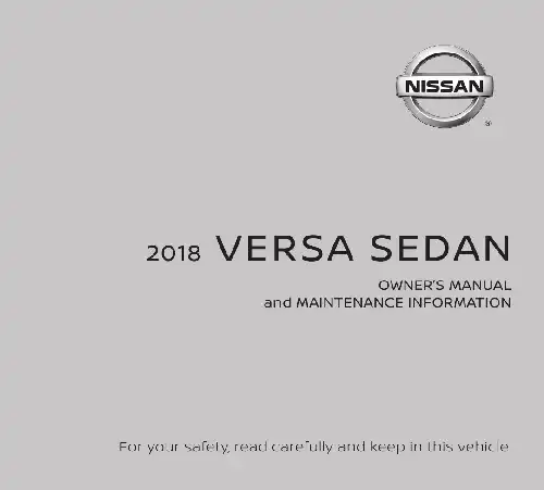Nissan Versa Sedan 2018 MY. Owner&#39;s Manual