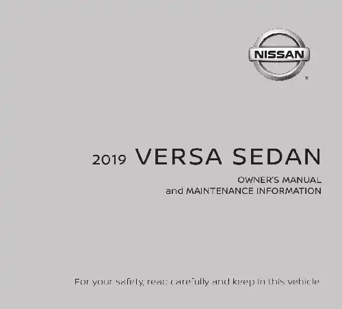 Nissan Versa Sedan 2019 MY. Owner&#39;s Manual