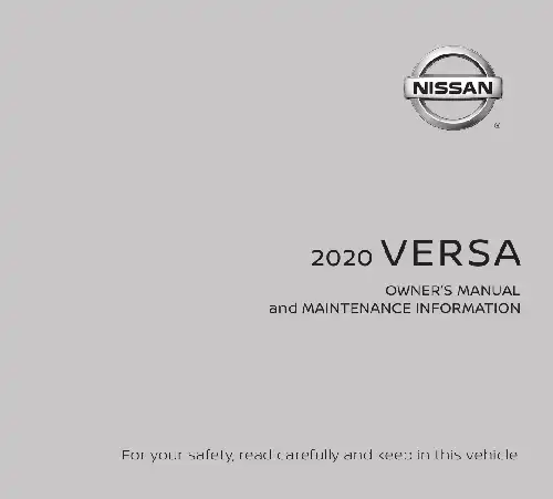 Nissan Versa Sedan 2020 MY. Owner&#39;s Manual