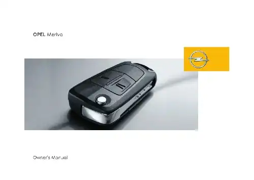 Opel Meriva 2009 MY. Owner&#39;s Manual
