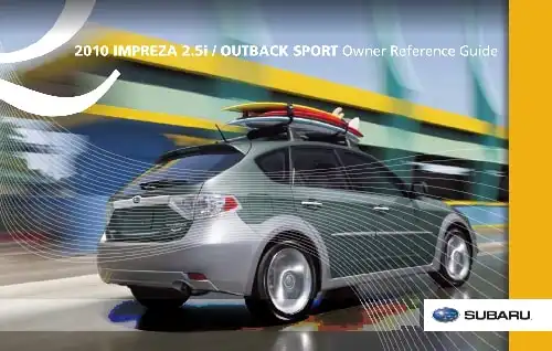 Subaru Impreza WRX 2010 MY. Quick Reference Guide