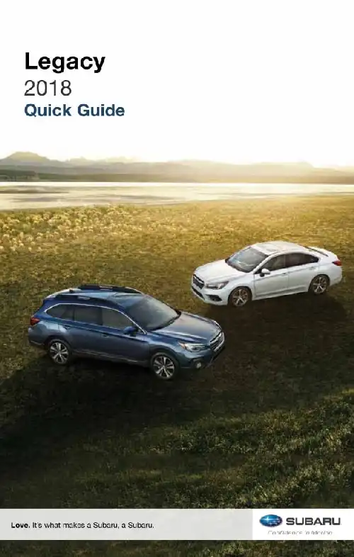 Subaru Legacy 2018 MY. Quick Reference Guide