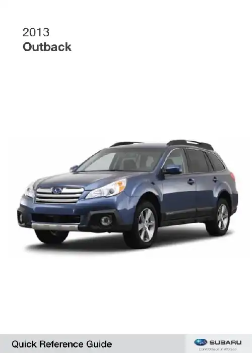 Subaru Outback 2014 MY. Quick Reference Guide