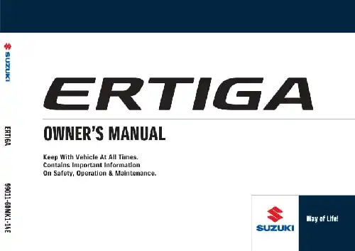 Suzuki Ertiga. Owner&#39;s Manual