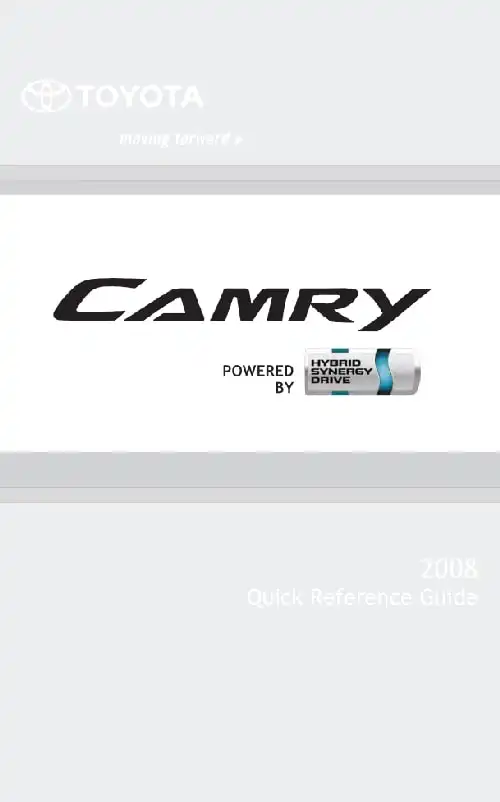 Toyota Camry Hybrid 2008 MY. Quick Reference Guide