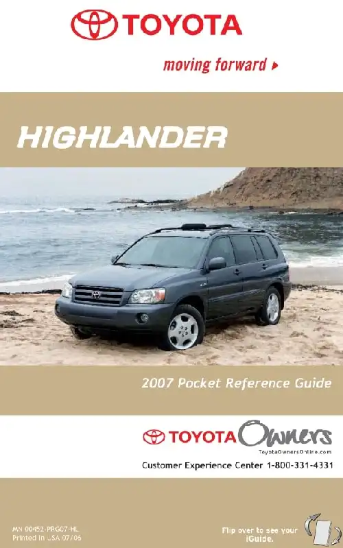 Toyota Highlander 2007 MY. Pocket Reference Guide