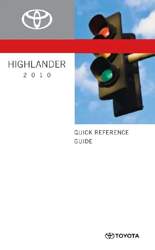 Toyota Highlander 2010 MY. Quick Reference Guide