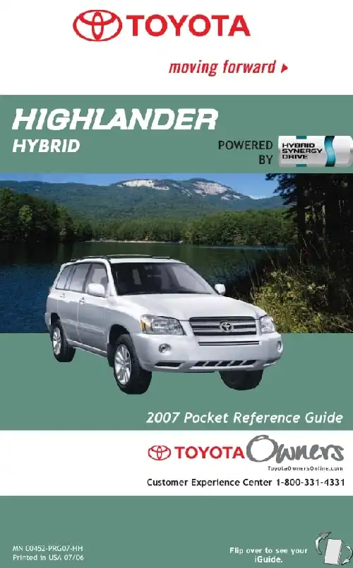 Toyota Highlander Hybrid 2007 MY. Pocket Reference Guide