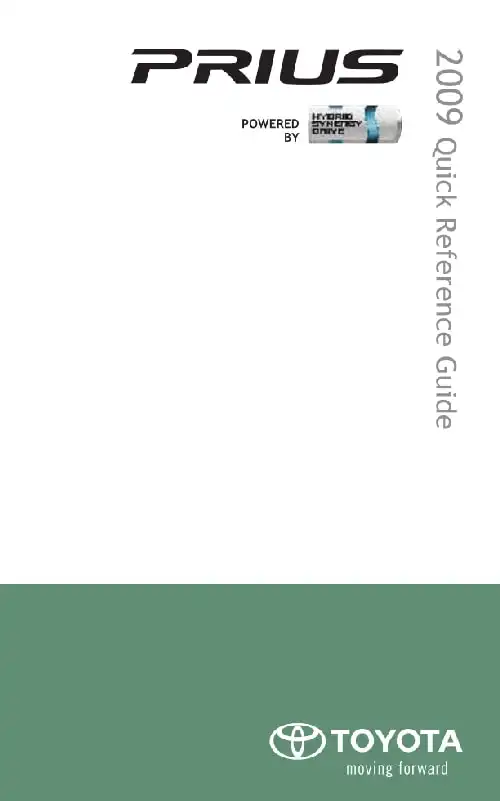 Toyota Prius 2009 MY. Quick Reference Guide