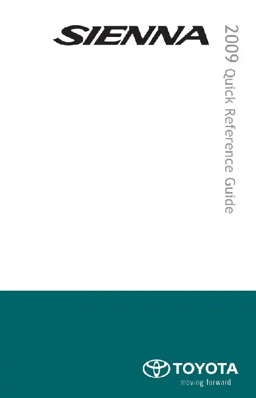 Toyota Sienna 2009 MY. Quick Reference Guide