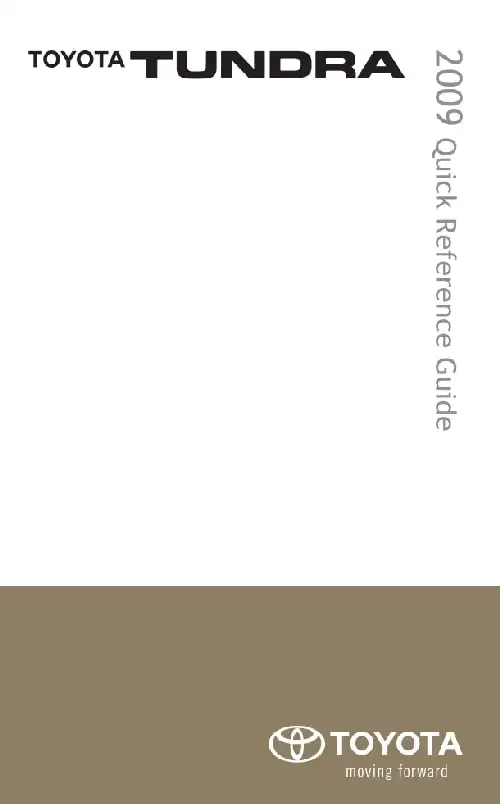 Toyota Tundra 2009 MY. Quick Reference Guide