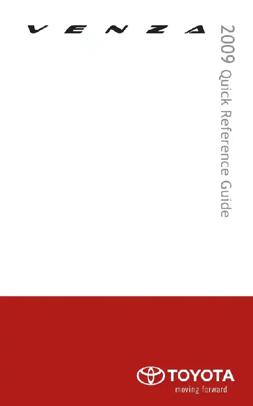Toyota Venza 2009 MY. Quick Reference Guide