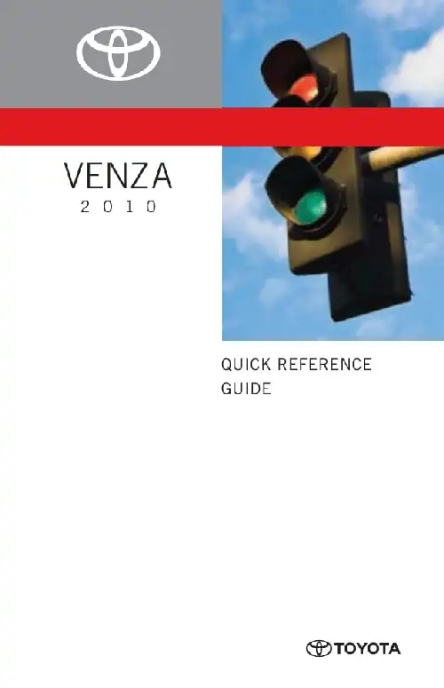 Toyota Venza 2010 MY. Quick Reference Guide
