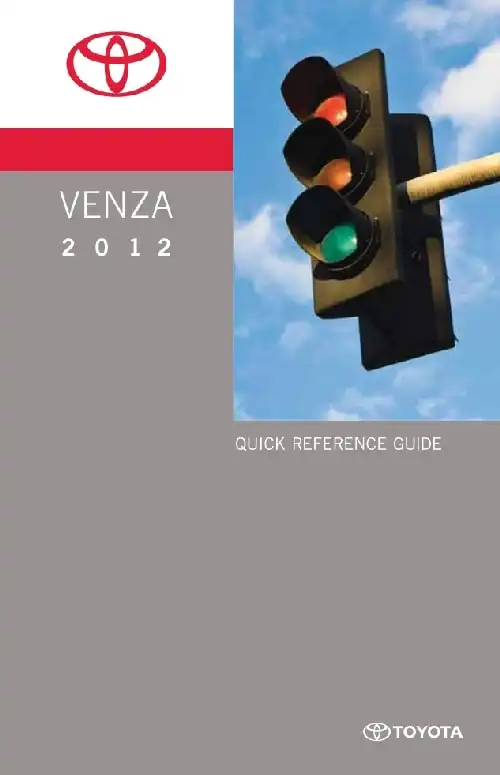 Toyota Venza 2012 MY. Quick Reference Guide