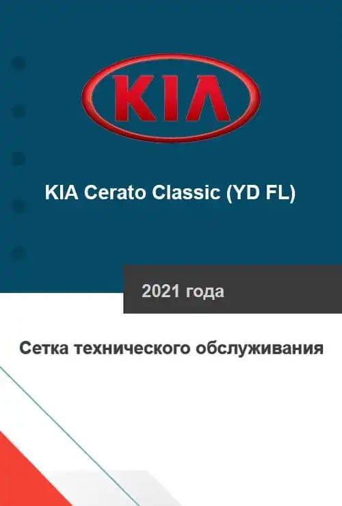 KIA Cerato Classic (YD FL) 2021 року. Сітка технічного обслуговування