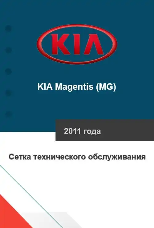 KIA Magentis (MG) 2011 року. Сітка технічного обслуговування