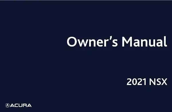 Acura NSX 2021 MY. Owner&#39;s Manual