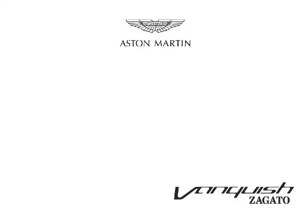 Aston Martin Vanquish Zagato Coupe 2017 MY. Owner Guide