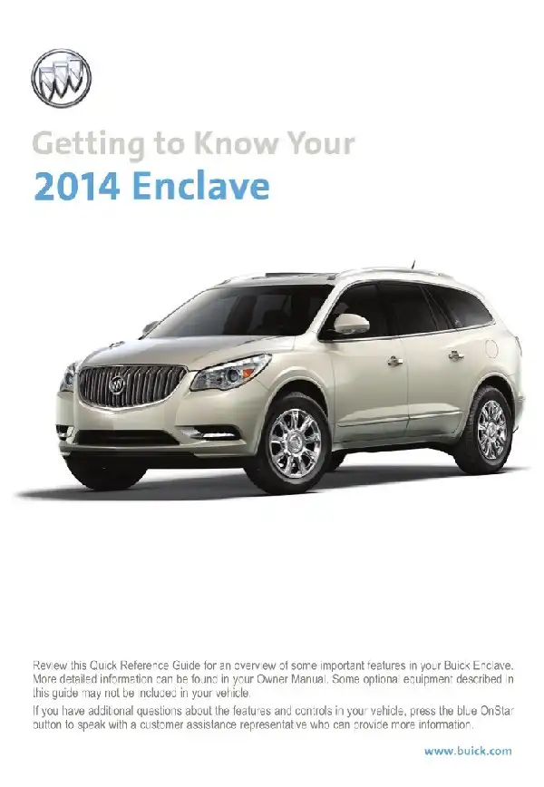 Buick Enclave 2014 MY. Get to Know Guide