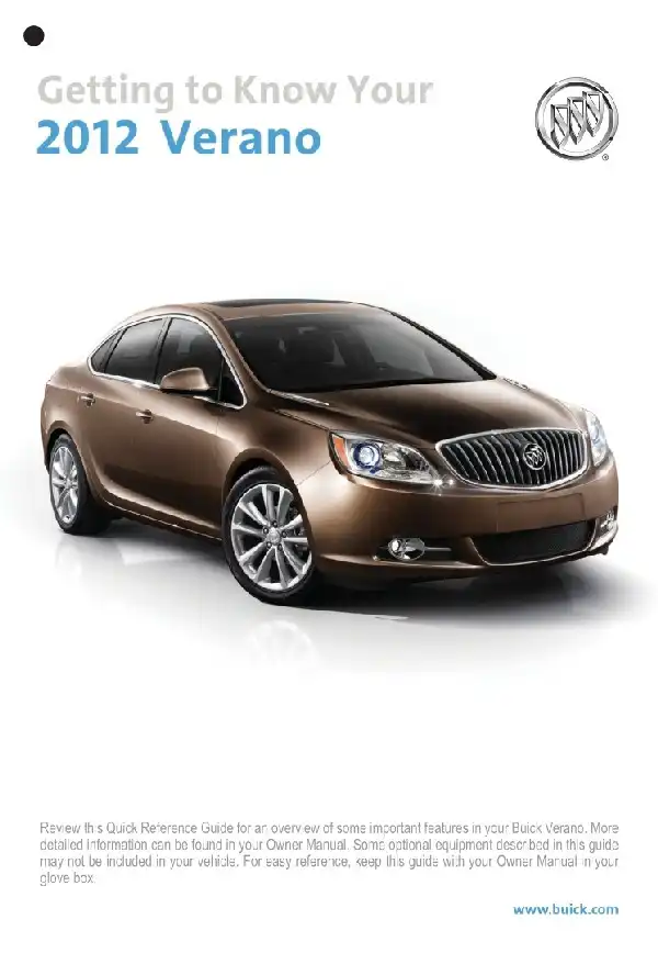 Buick Verano 2012 MY. Get to Know Guide