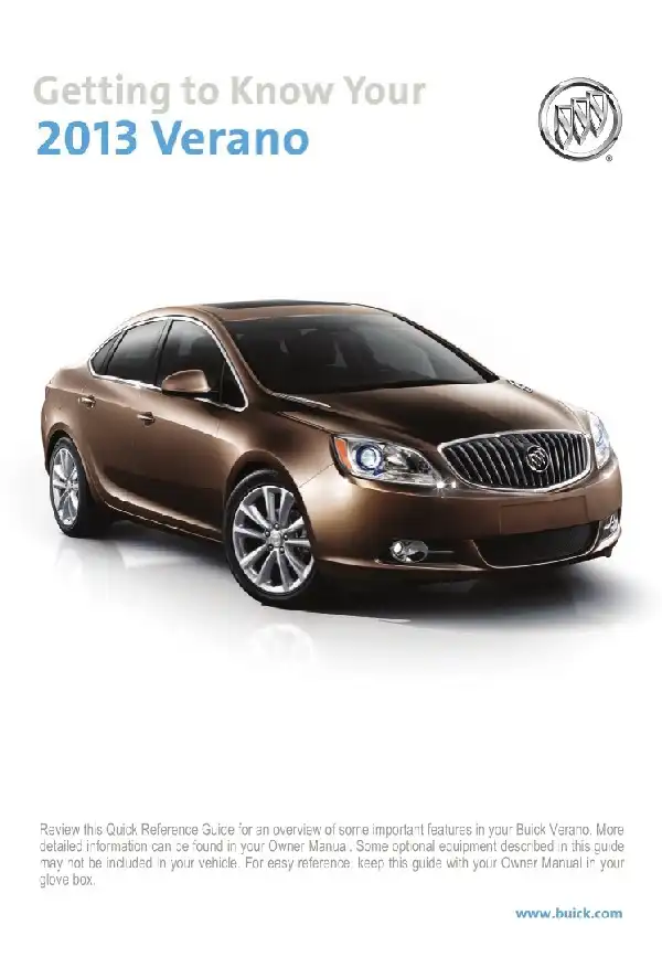 Buick Verano 2013 MY. Get to Know Guide
