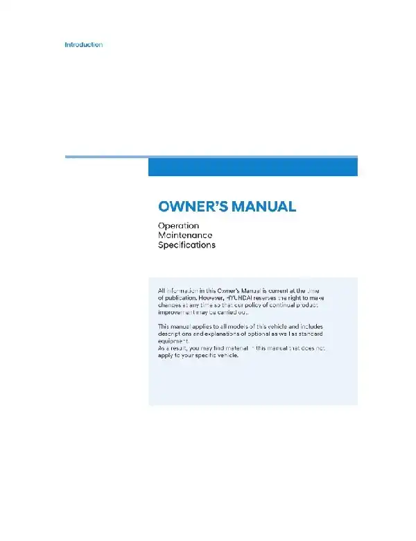 Hyundai Santa Cruz 2022 MY. Owner&#39;s Manual